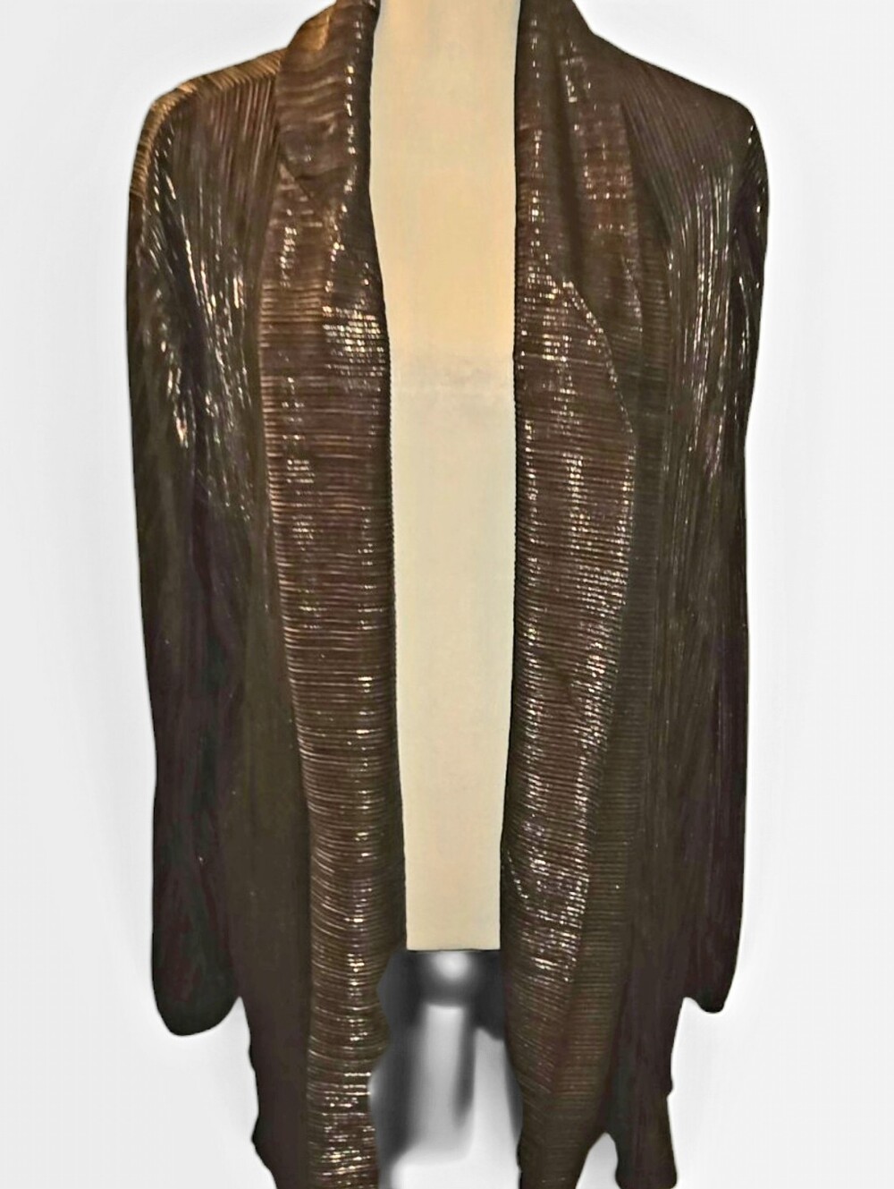Investments open-front plissé cardigan.